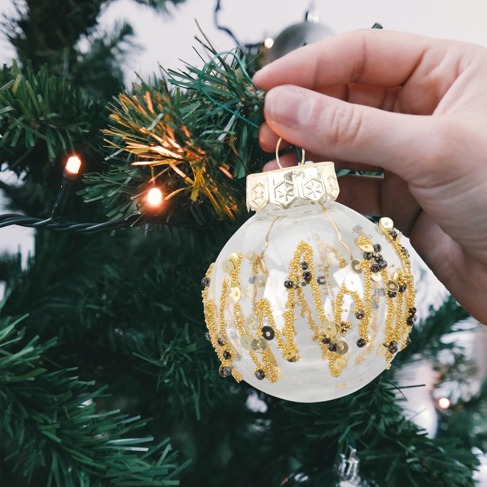 PACKOVE 25 Stück Weihnachtskugeln Kunststoff Shatterproof Hängende Weihnachtsdekoration für Fenster und Fotorequisiten Schwarz Weihnachtsbaumschmuck