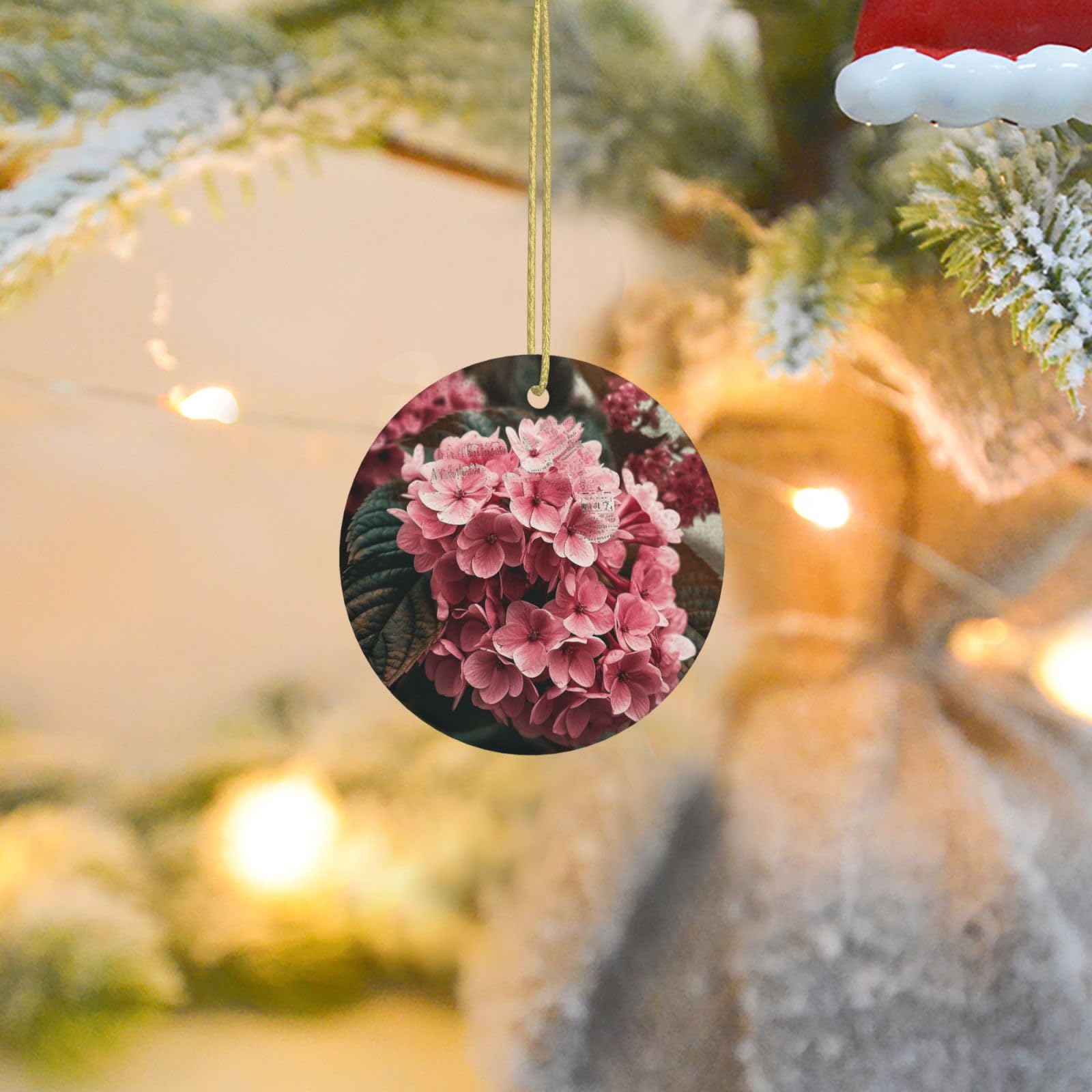 Christmas Tree Ornaments Ceramics Christmas Round Decorations Flowers Ceramics Ornaments Circle Pentagram Xmas Tree Hanging Pendant for Christmas Tree Party Holiday Home Decor