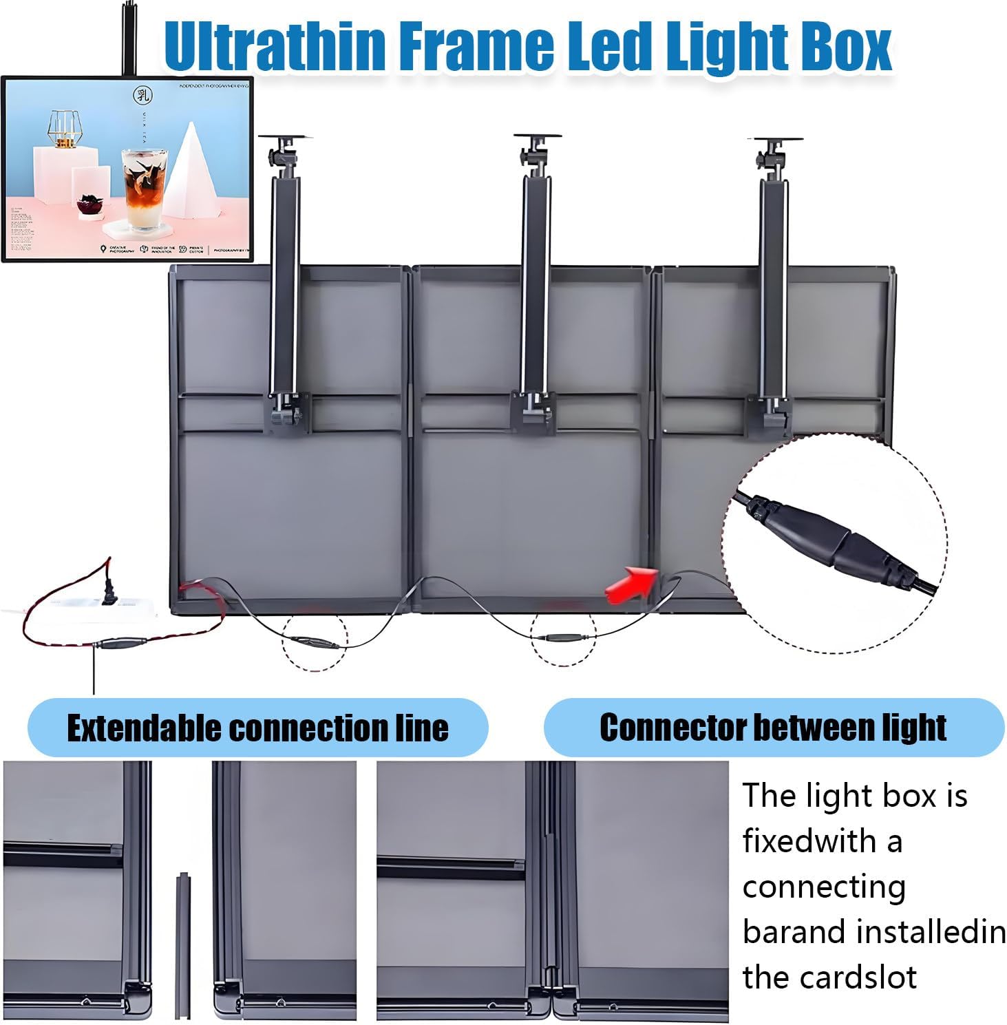 Ultra Slim Rotating LED Menu Board – 0–90° Adjustable Snap Frame Light Box, Wall-Mounted Backlit Display For Restaurant Cafe & Retail(60x90cm)