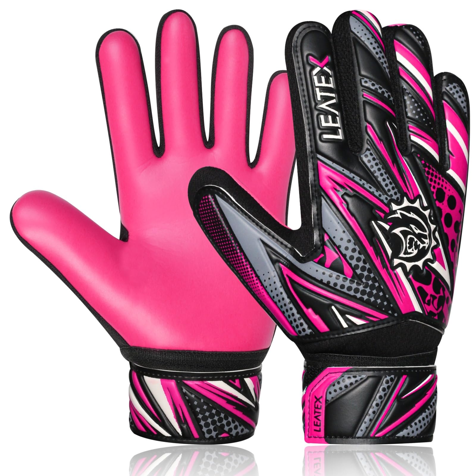 Youth Soccer Goalie Gloves for Kids – Strong Grip Goalkeeper Gloves for Boys & Girls, Breathable & Cushioned Football Gloves with Adjustable Wrist Strap for Training & Matches