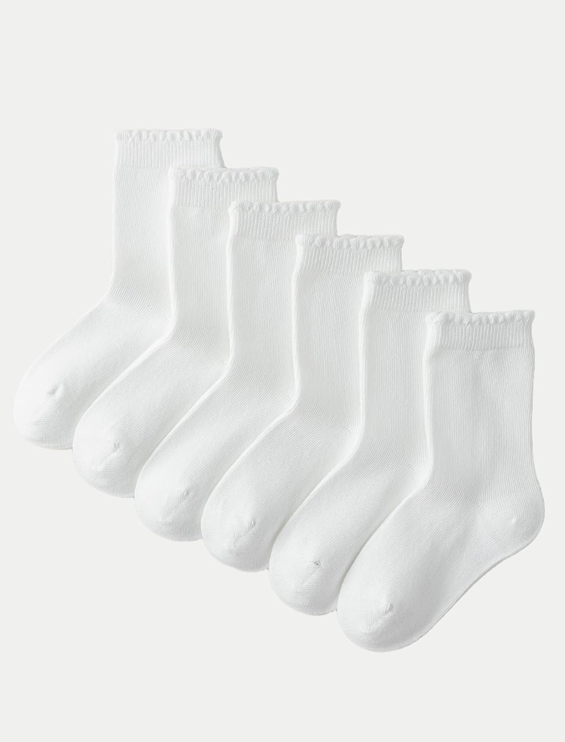Unisex Kids Crew Dress Socks Boys Girls Soft Cotton Seamless School Socks 6 Pairs