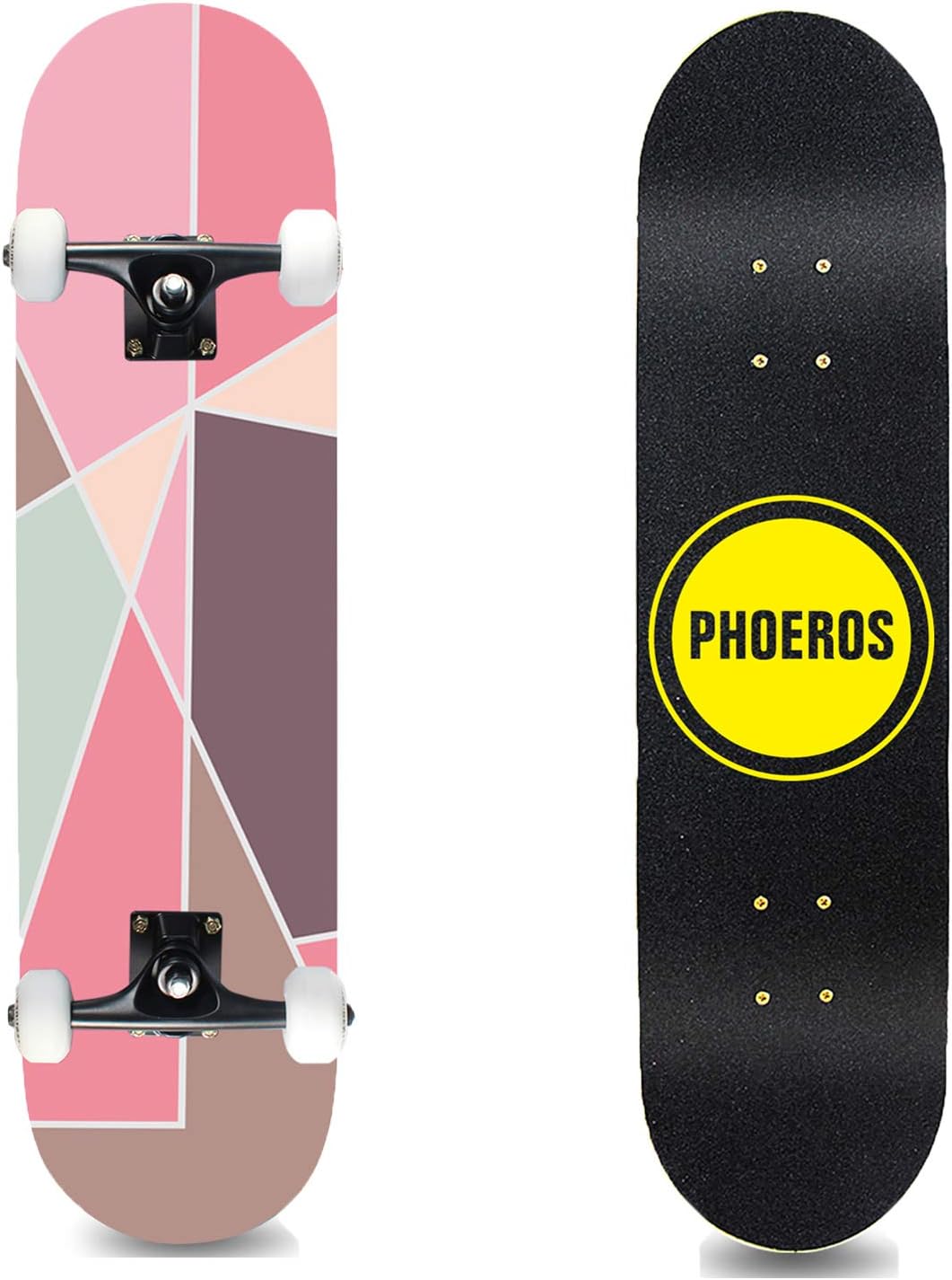 PHOEROS Complete Skateboards- Standard Skateboards for Beginners Kids Boys Girls Teenager- 31&#39;&#39;x 8&#39;&#39;Canadian Maple Cruiser Pro Skate Board, Skateboards 