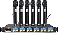 Vista 1 de PRORECK MX66 Sistema de Micrófono Inalámbrico UHF de 6 Canales con 6 Micrófonos de Mano, Máquina de Karaoke
