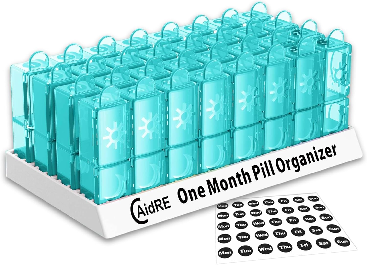CAidRE Monthly Pill Organizer 2 Times A Day, One Month Pill