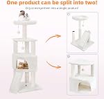HUITREE 45in Tour de l'arbre de chat avec grand condo pour les chats intérieurs, tour de la cuve avec poste de scratching, planche d'échafaudage et jouets de chat, multi-niveau,petit Space,Béige