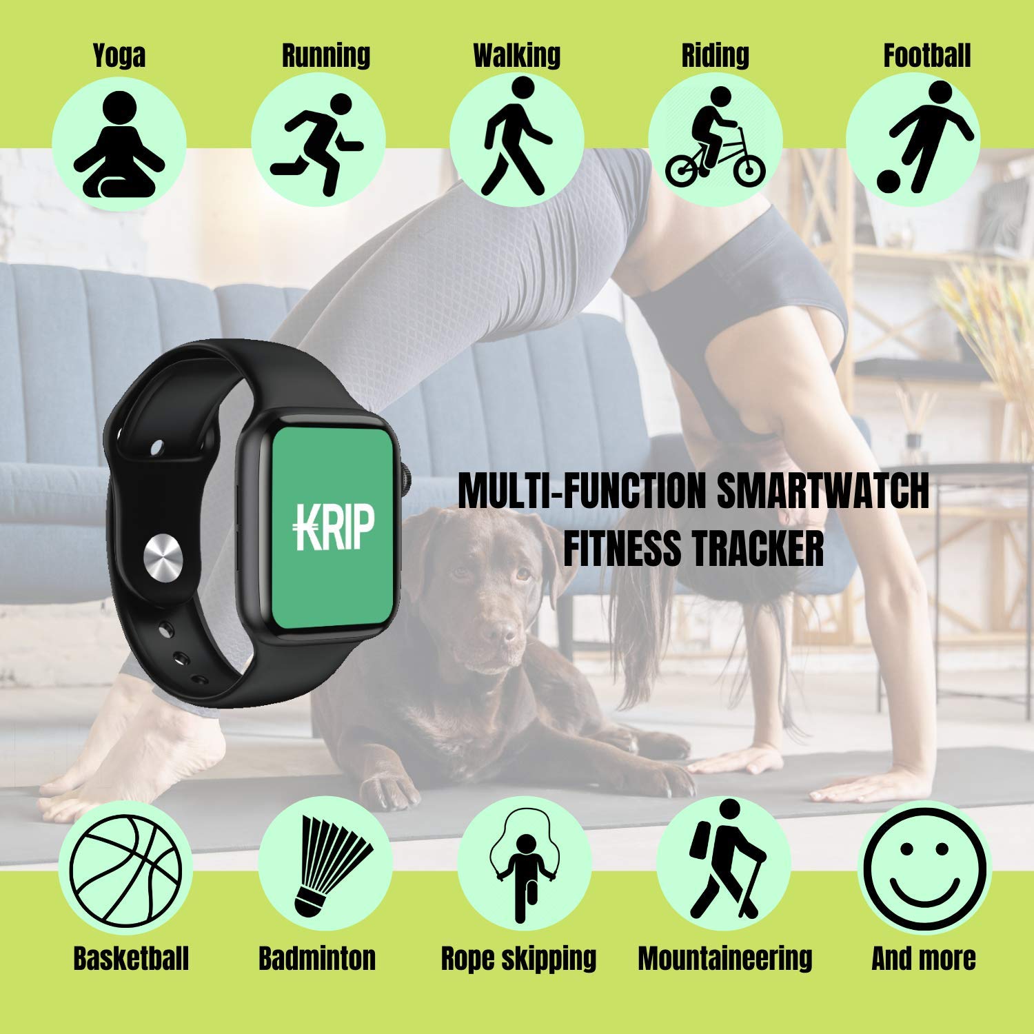 Krip Kt1 Smart Watch for Androide and iOS Phone, Screen Size 44 mm, Case  Zinc Alloy, IP68 Waterproof, Speaker, Heart Rate Monitor, SPO2 Smart Watch  Fitness Tracker Activity for Women and Men: