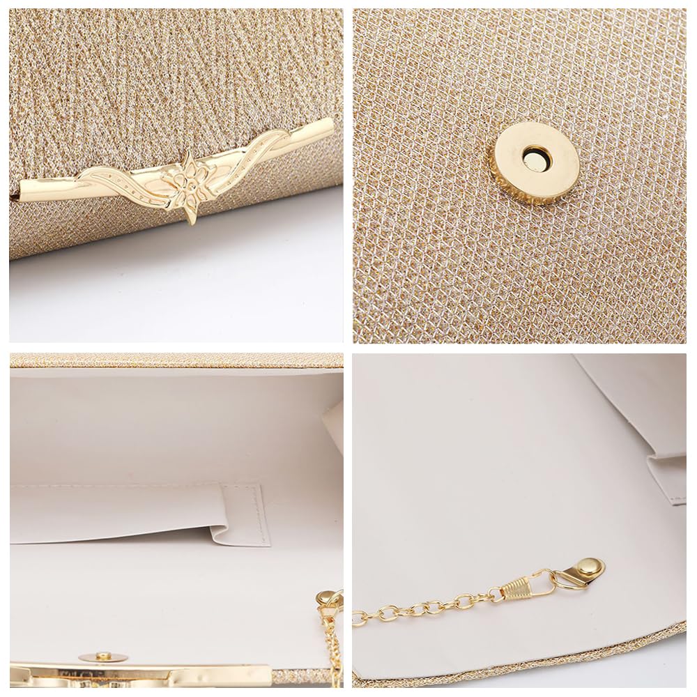 Borsetta da Sera Donna Elegante Borsa da Sposa Glitter Clutch Cerimonia Borsetta Tracolla Luccicanti con Catena Staccabile Perfette per il Ballo di Fine Anno Feste Matrimoni