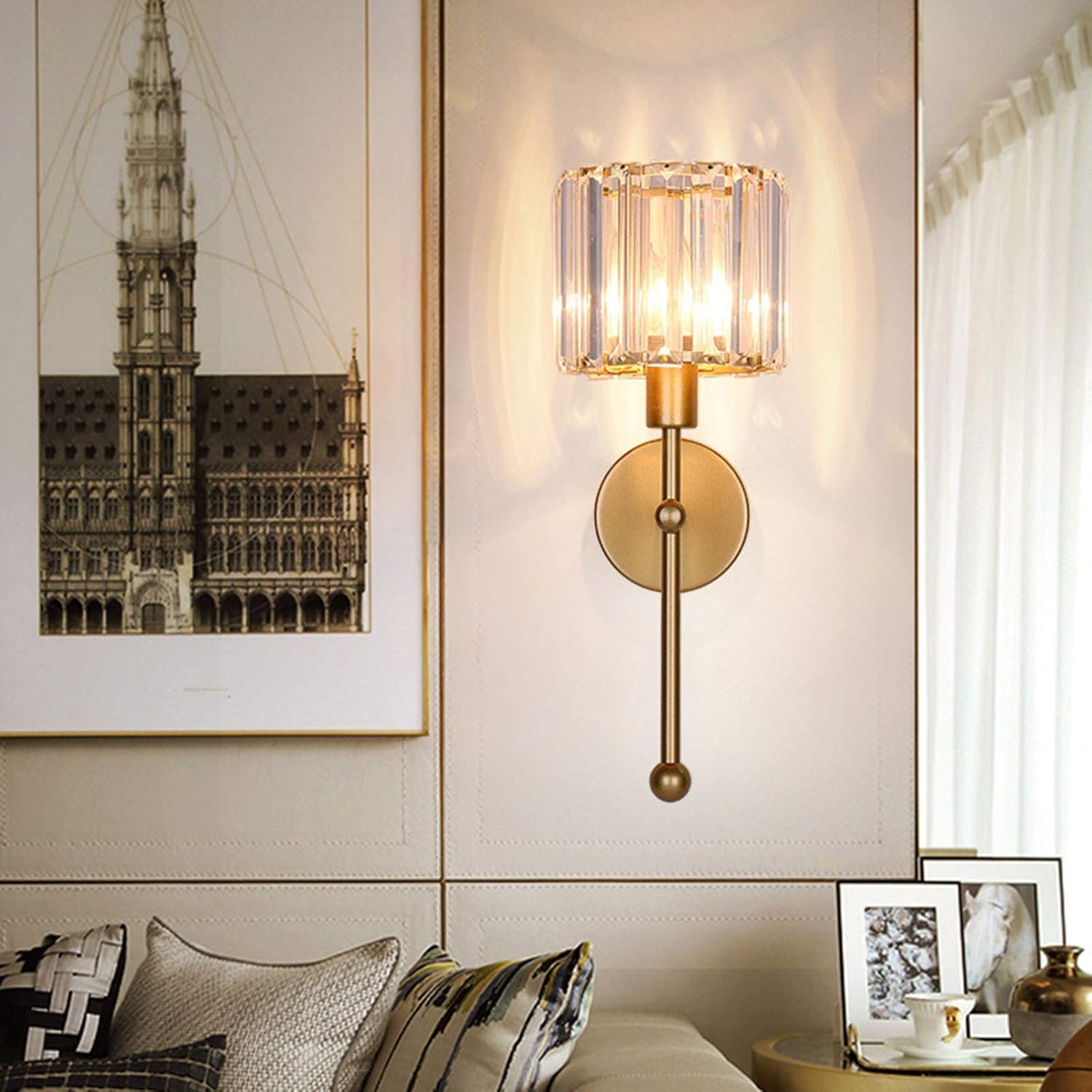Promo 40% OFF H XD GLOBAL E14 Modern Minimalist Style Wall Sconce Lamps Lighting, Transparent Crystal Wall Light,Corridor Wall Sconces, Bedroom Bedside Wall Lights (Gold) Hot Deals H XD GLOBAL E14 Modern Minimalist Style Wall Sconce Lamps Lighting, Transparent Crystal Wall Light,Corridor Wall Sconces, Bedroom Bedside Wall Lights (Gold)