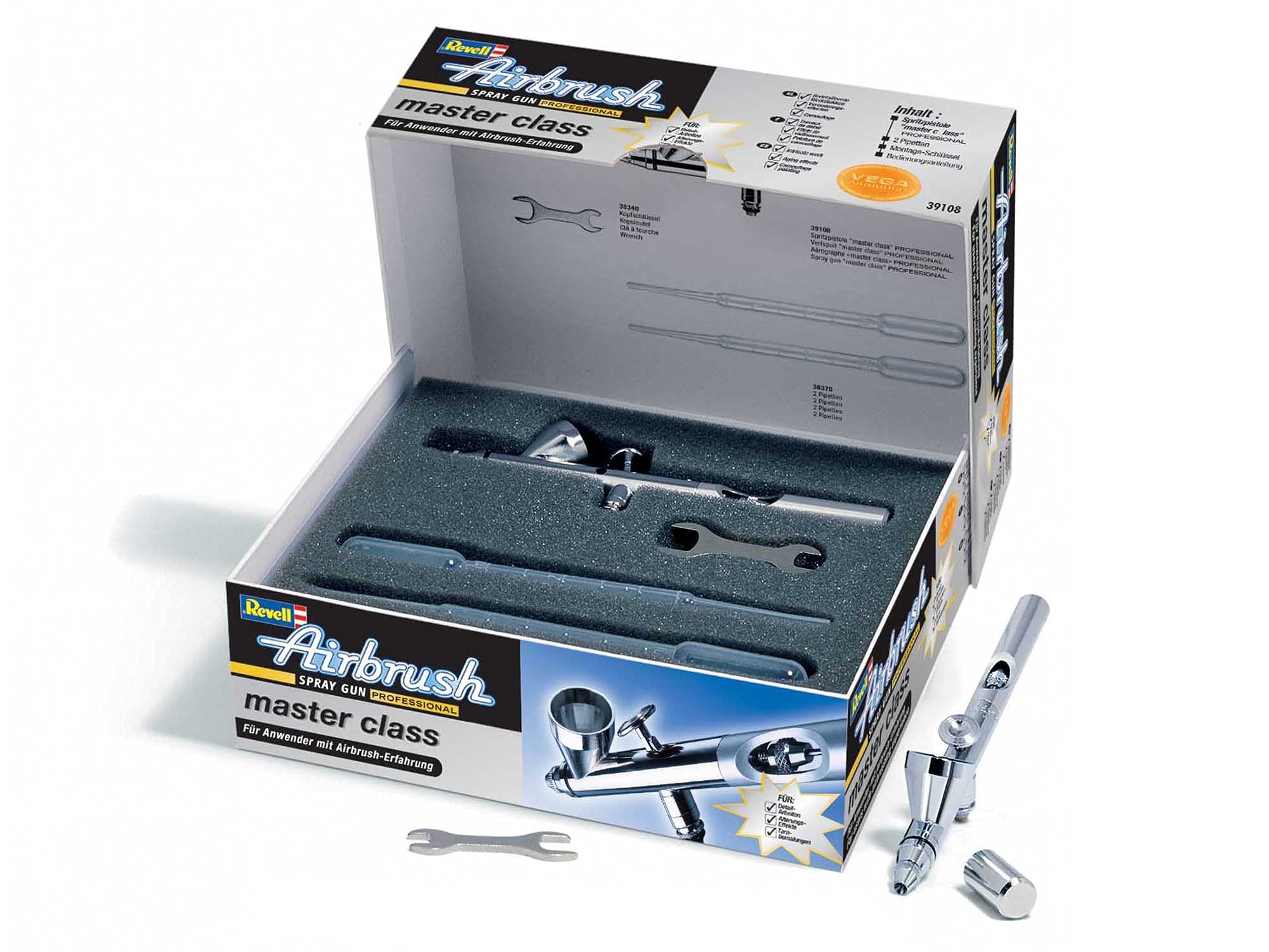 Revell Spritzpistole Master Class I Airbrush I Flexible Anwendung I Ideal für detaillierte Modellbauprojekte I Hochwertige Spritzpistole für präzises Arbeiten