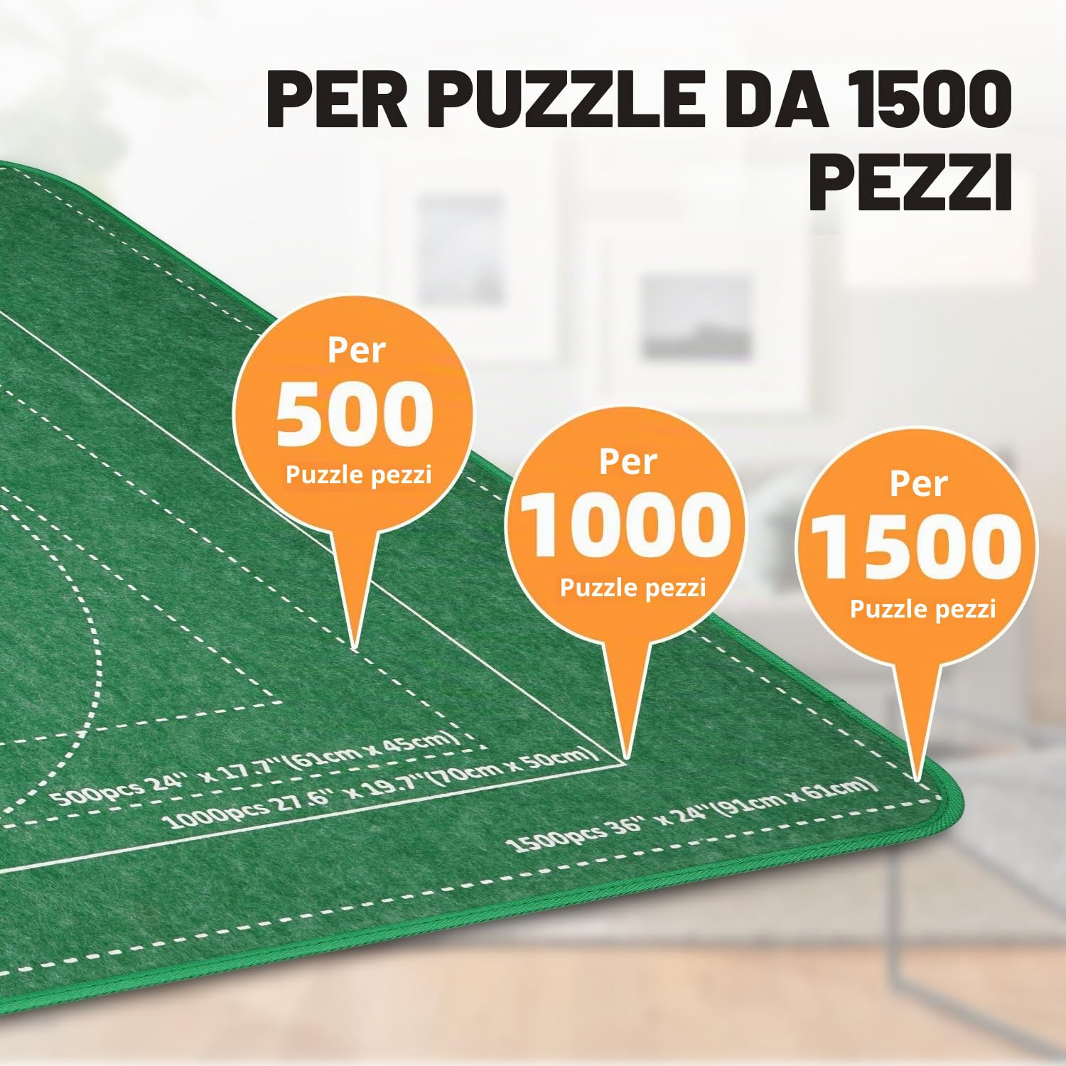 MOZOOSON Puzzle da 1500 pezzi, puzzle board pieghevole, accessori per spostare e riporre, puzzle da 95 x 65 cm (8 vassoi di ordinamento)