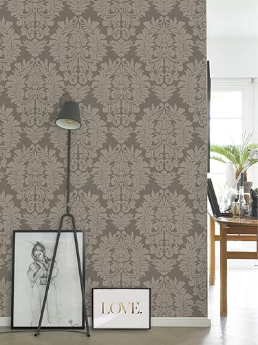 Miniatura 10 de Simple Shapes Papel tapiz clásico de Damasco, despegar y pegar (paquete de 6 hojas de 2 x 5 pies, rosa rubor)