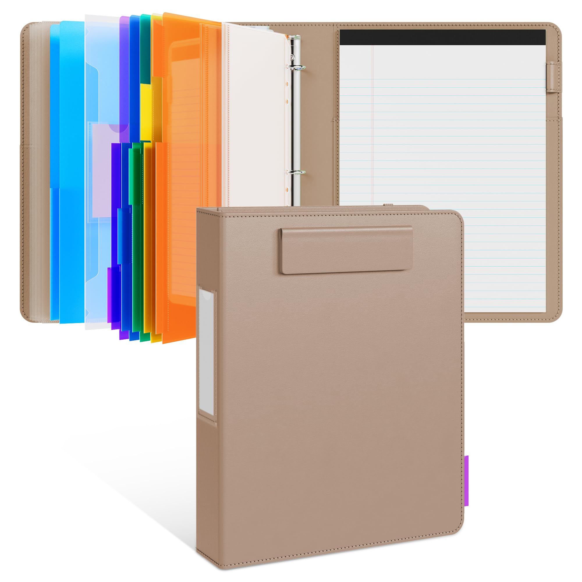 JoyCat 3 Ring Binder Clipboard with Storage,12.4"x10.2"Magnetic Clipboard Folder with 5 Expandable Folders,Refillable Lined Notepad (11" x 8.5"),Ideal