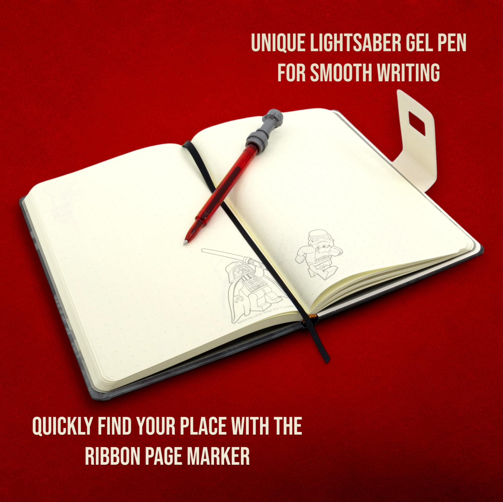 IQ LEGO Star Wars Dotted Notebook with Lightsaber Gel Pen - Darth Vader (53492), Black - Image 4