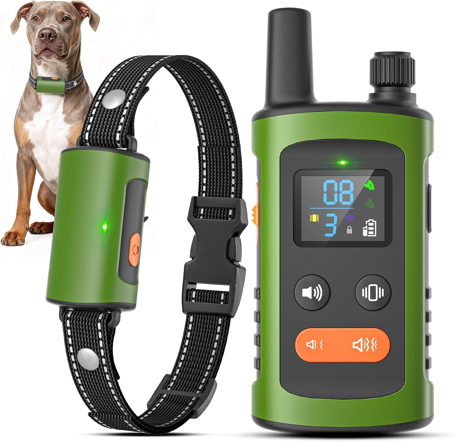 Collar de Adiestramiento para Perros, Collars Antiladridos 3200 Ft Control | Control Remoto con Alcance, Agua IPX7 3 Modos(Sonido, Vibración y Ambos) Cumple Ley para un Adiestramiento Eficaz y Seguro