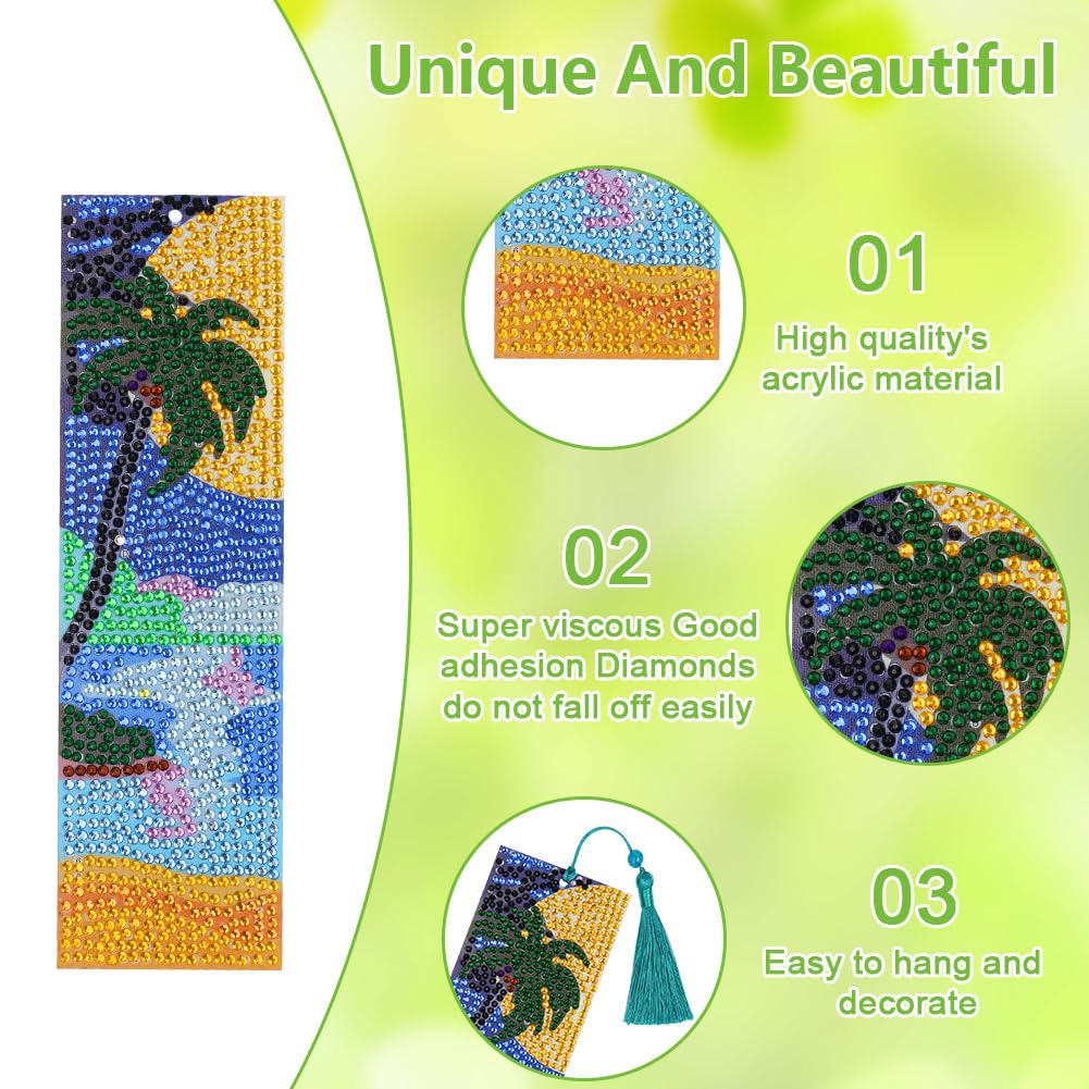AUAUY 6PCS 5D Diamond Painting Marcapáginas Kit, Paisaje Pintura Diamantes, Marcadores de Libros para Niños y Adultos