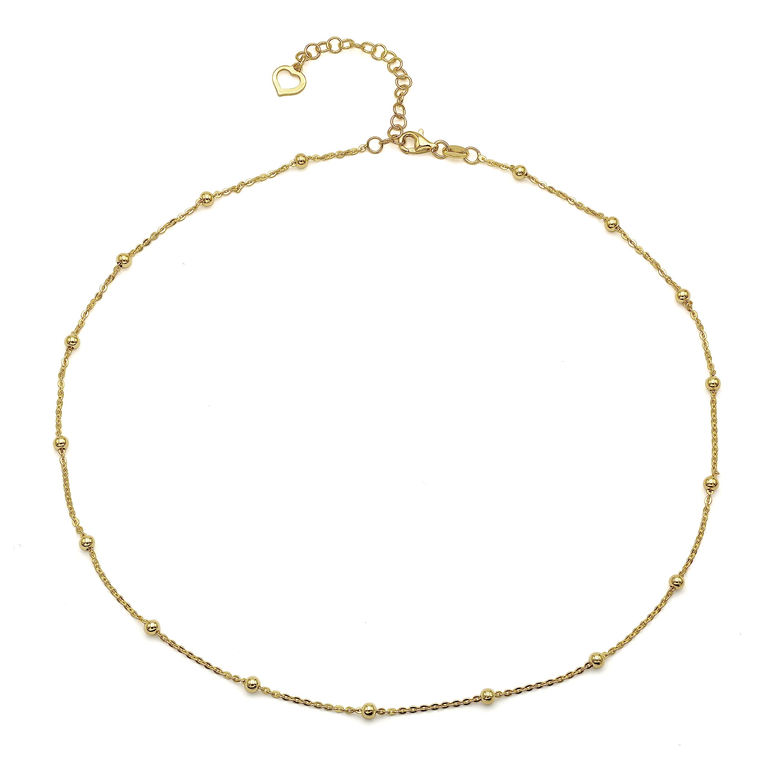AKA Gioielli® - Gargantilla Mujer con Bolas en Plata de Ley 925, Dorada Rosa o Amarillo 18k - largo ajustable