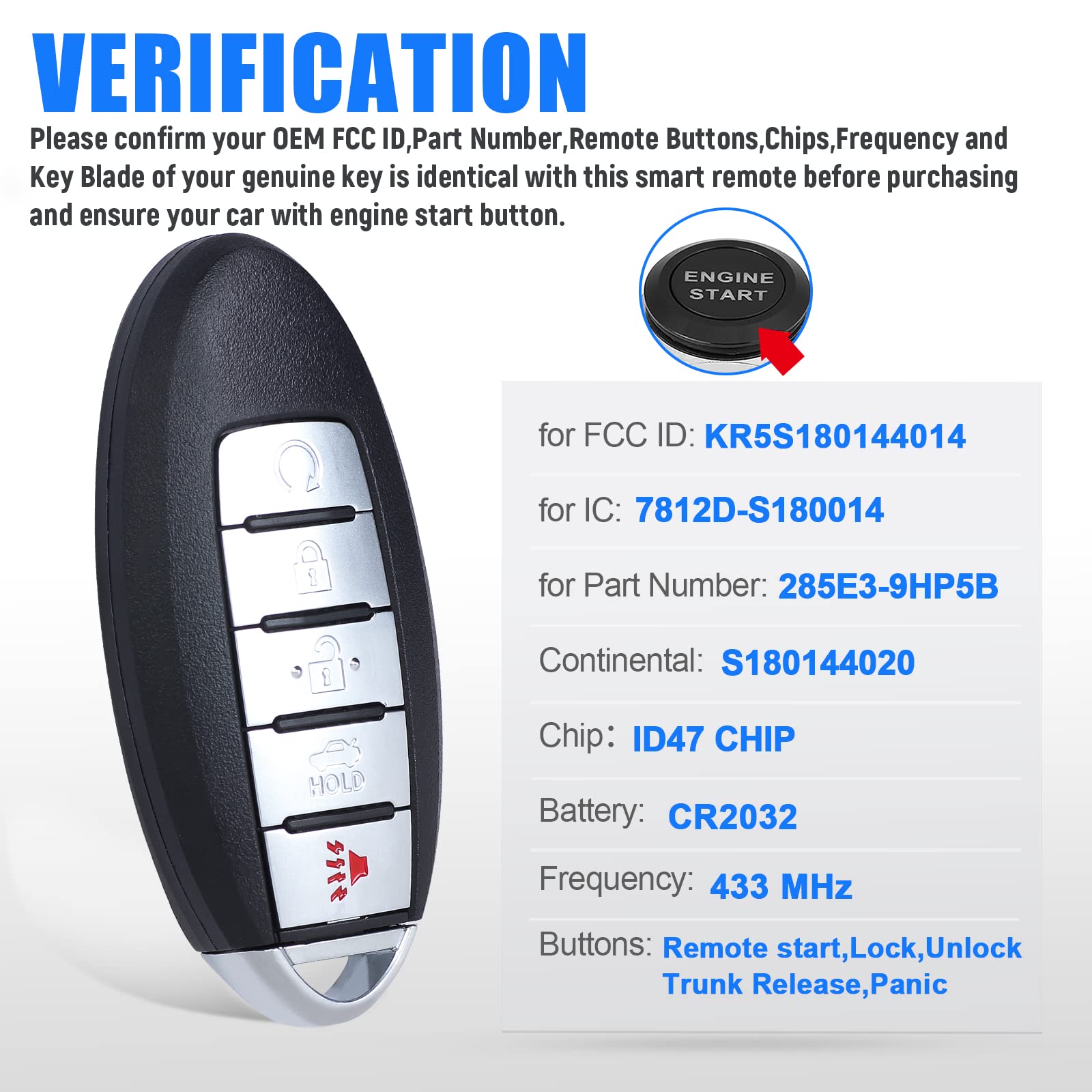 For 2016 2017 2018 Nissan Altima Maxima 5b Keyless Smart Remote Car Key - View #7