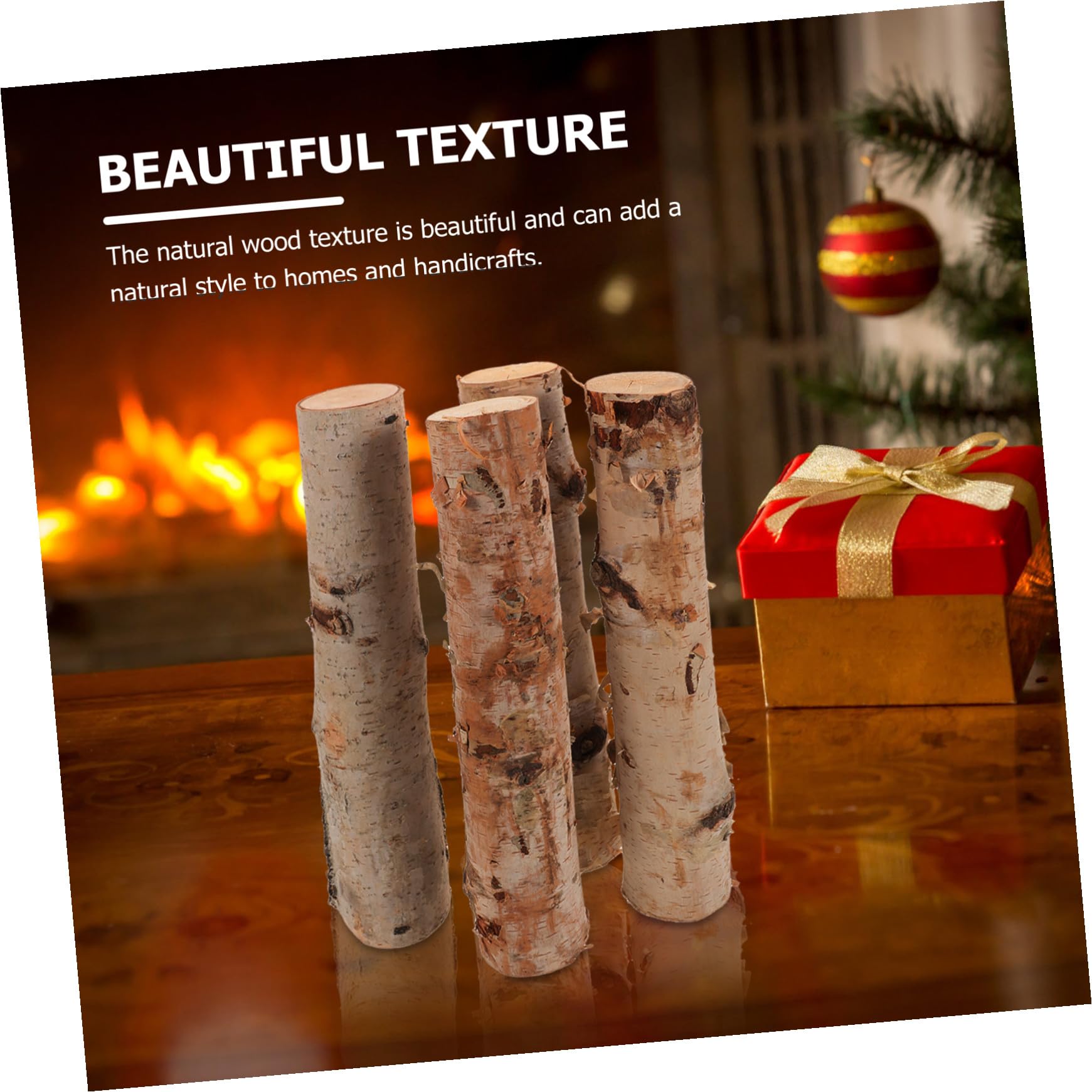 Mobestech 4 pezzi Tronchi Decorativi in Legno Naturale Flessibile per Lavoretti Natalizi e Artigianato DIY