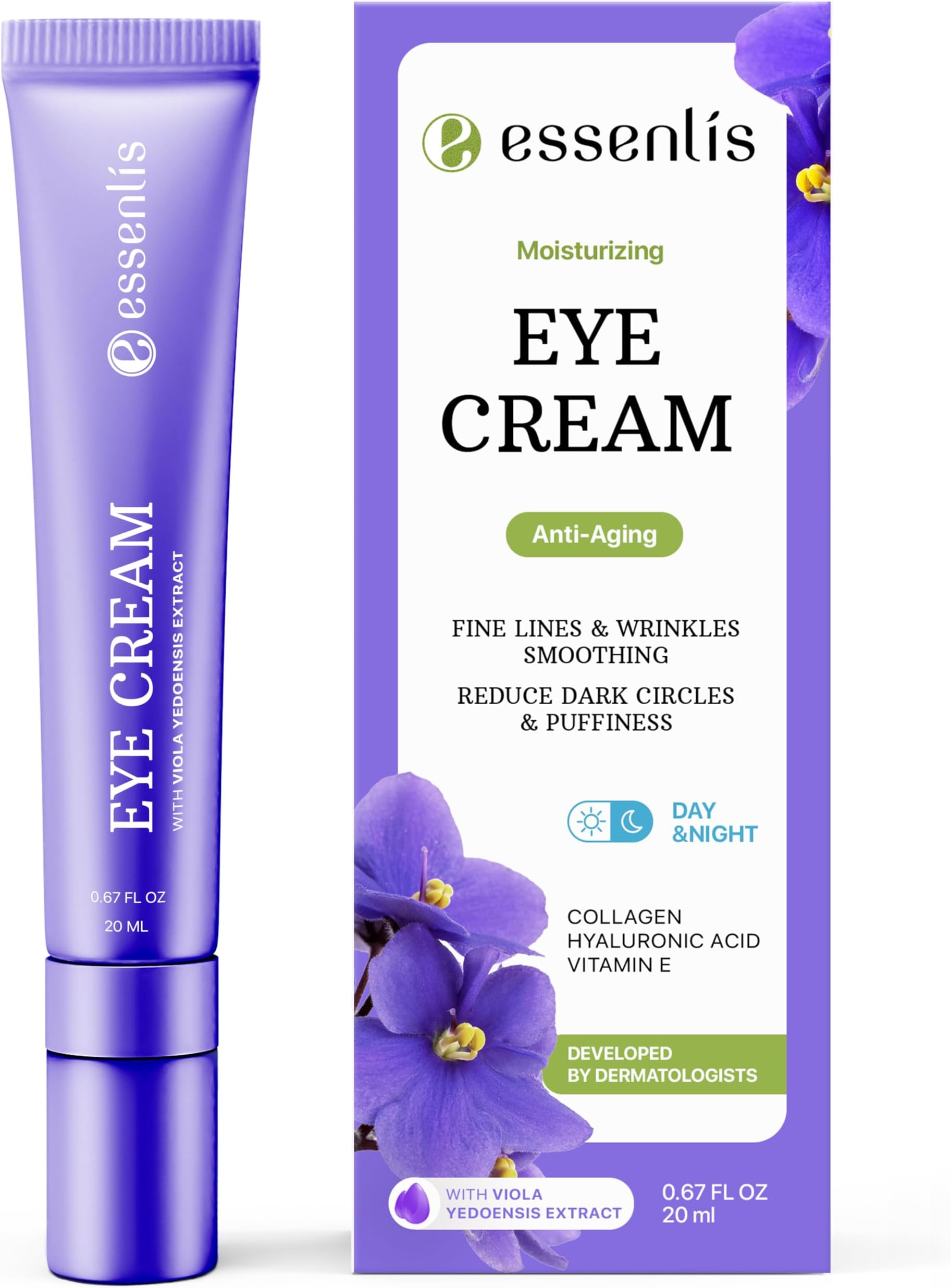 ESSENLIS Eye Cream for Dark Circles and Puffiness, Day