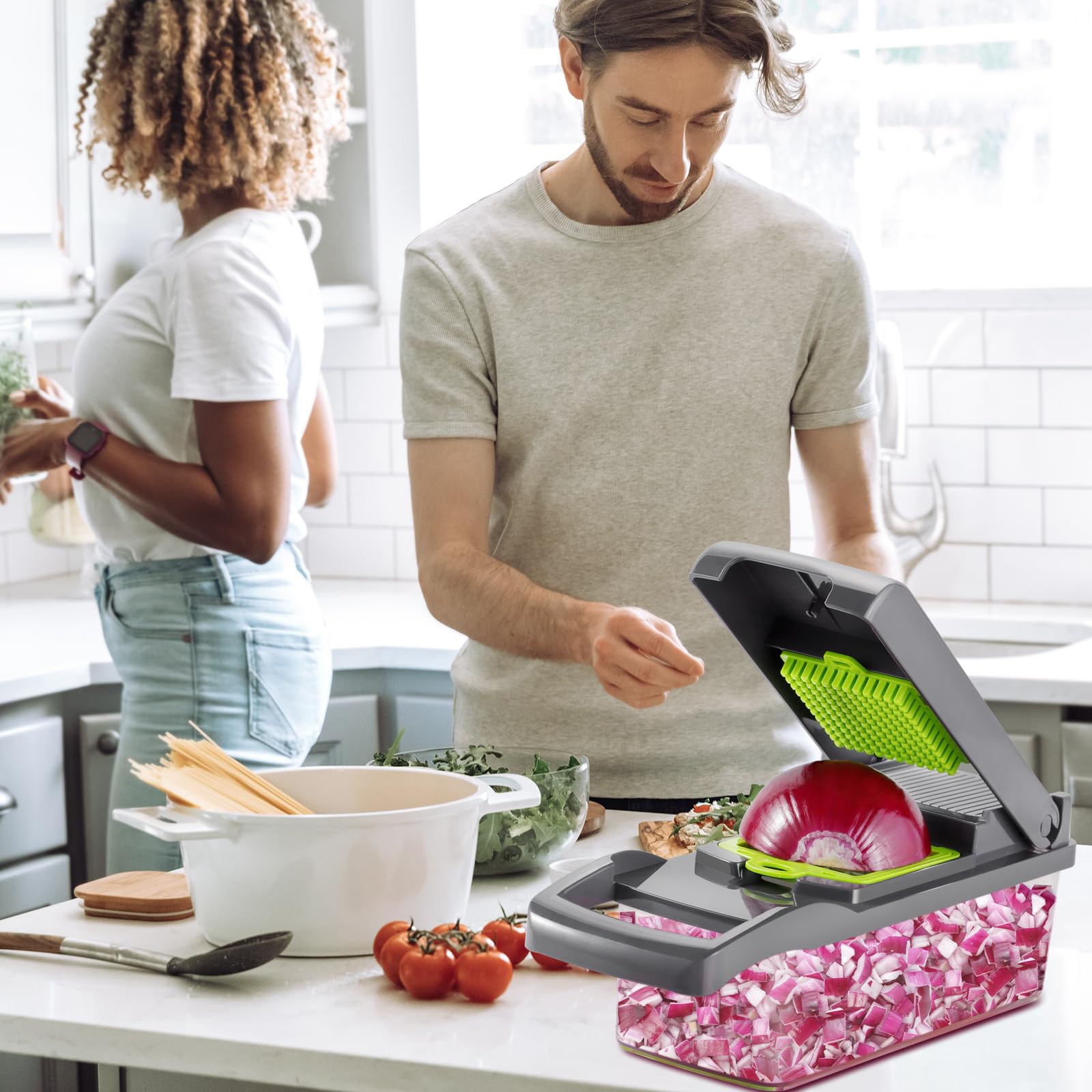 Vegetable/Onion Chopper，Cambom Veggie Chopper with 8 Blades