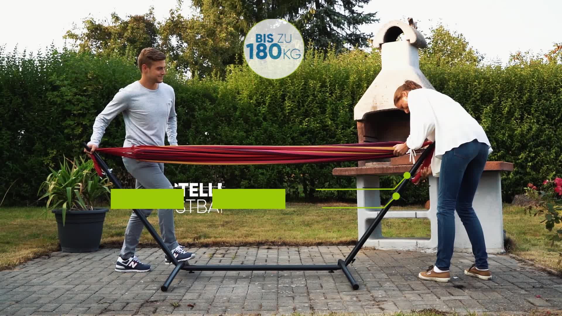 WOMA Hängematte mit Gestell für 2 Personen in 5 Farben - 160 x 241 cm Liegefläche - Hängematte Indoor & Outdoor aus… – Bild 8