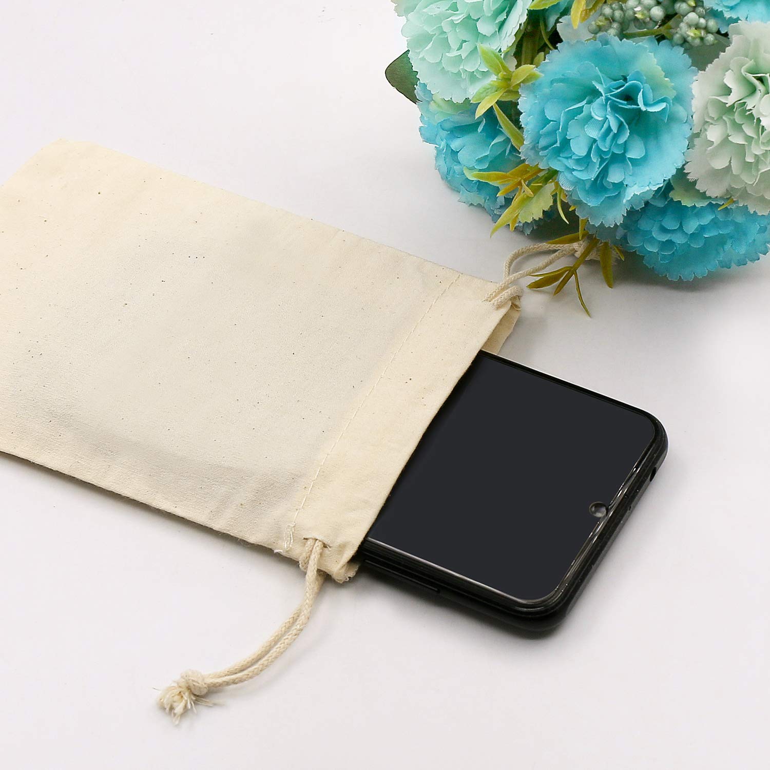 SumDirect Sacchetti In Mussola Di Cotone 10x15 Cm - 20 Pezzi Con Coulisse, Per Matrimoni E Feste - Foto 4