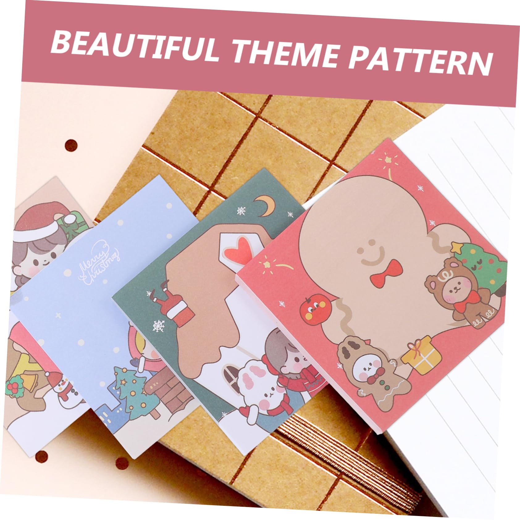 2 Sets Selbstklebende Weihnachts-memo-aufkleber Kawaii Super-kawaii-briefpapier Weihnachtsmotiv Muster Post-note Tragbar 12 Stück