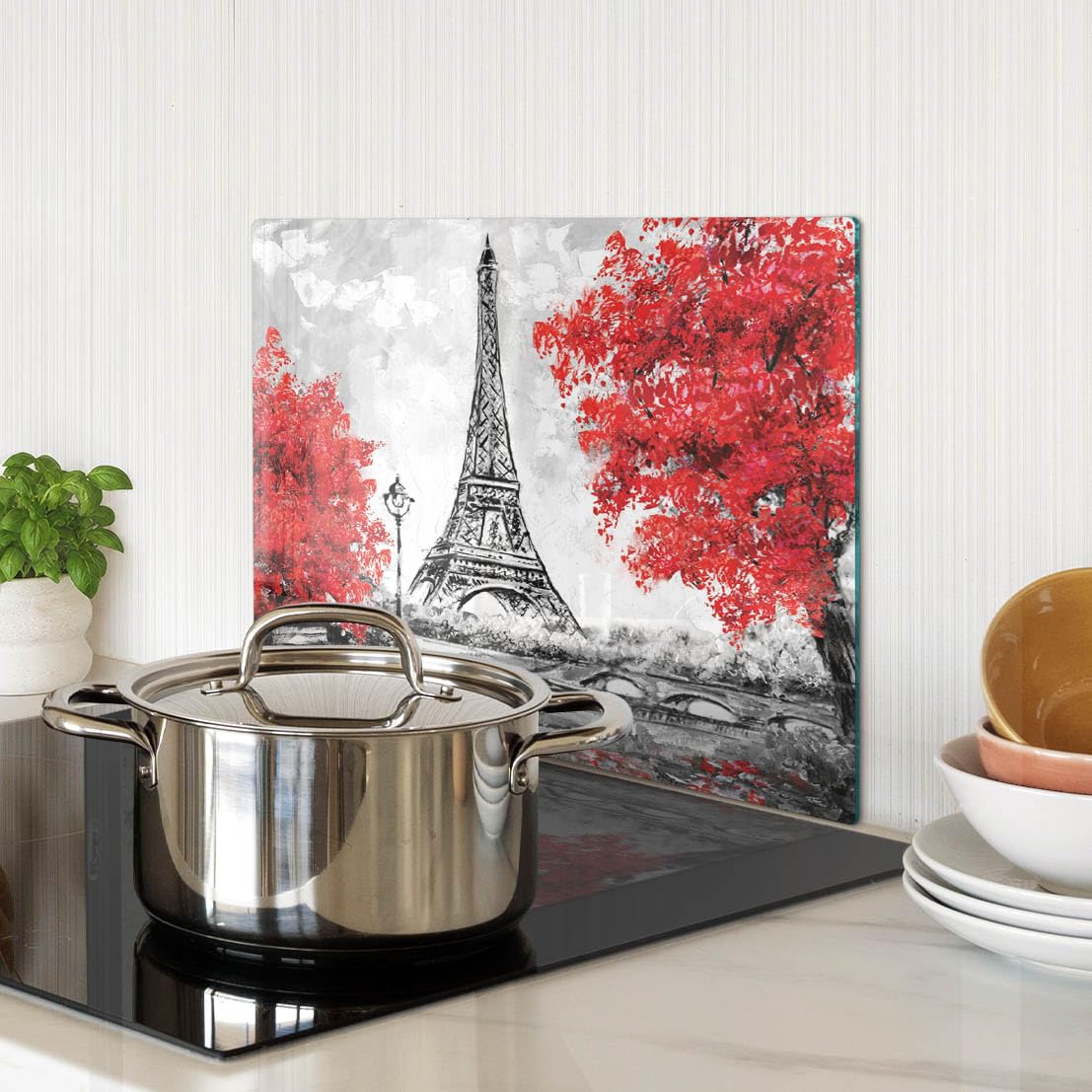Multifunzione: Tagliere in vetro e coperchio 40x30 cm Torre Eiffel Parigi