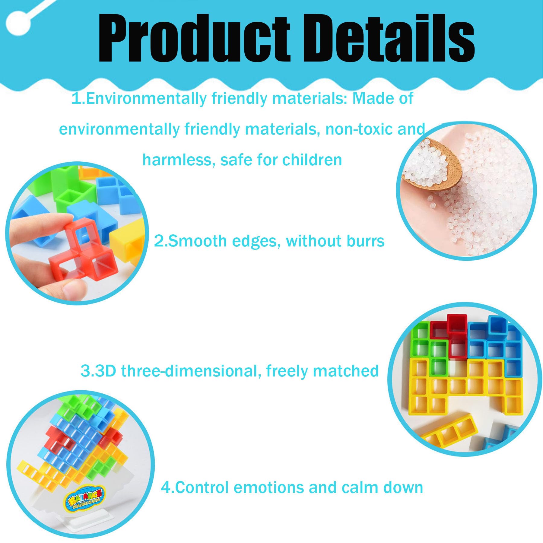 BAIYSFFG 64 PCS Balance and Play Tetra Tower Stacking Blocks Game, Fun and Educational Entertainment for Kids, Board Games for Family, Parties, Travel Building Blocks - Image 3