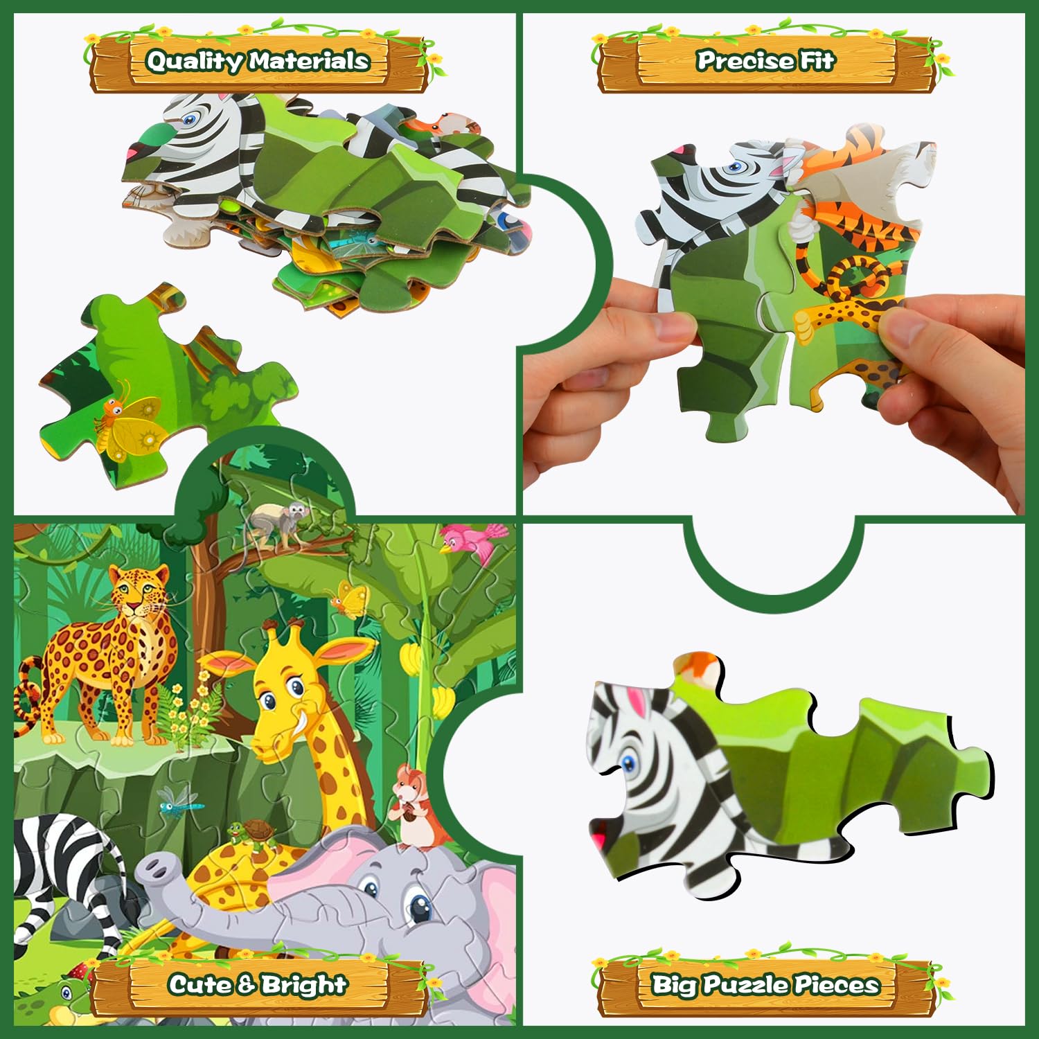 Rompecabezas de la Selva con 71 Piezas - Animales de Juguete Educativo para Niños y Niñas de 3 a 8 Años - Regalo Ideal para Cumpleaños y Fiestas