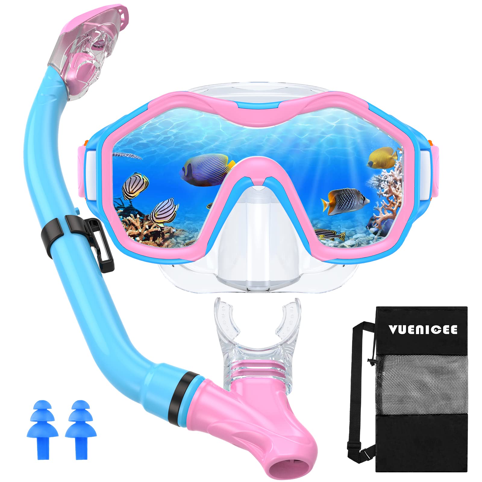Maschera Snorkeling Bambini Set, Maschera Da Snorkeling Con Maschera e Boccaglio, Maschera Subacquea Anti-Fog & Anti-Perdite Panoramica 180° Per Ragazzi e Ragazze Dai 5 Ai 12 Anni, Snorkel Set