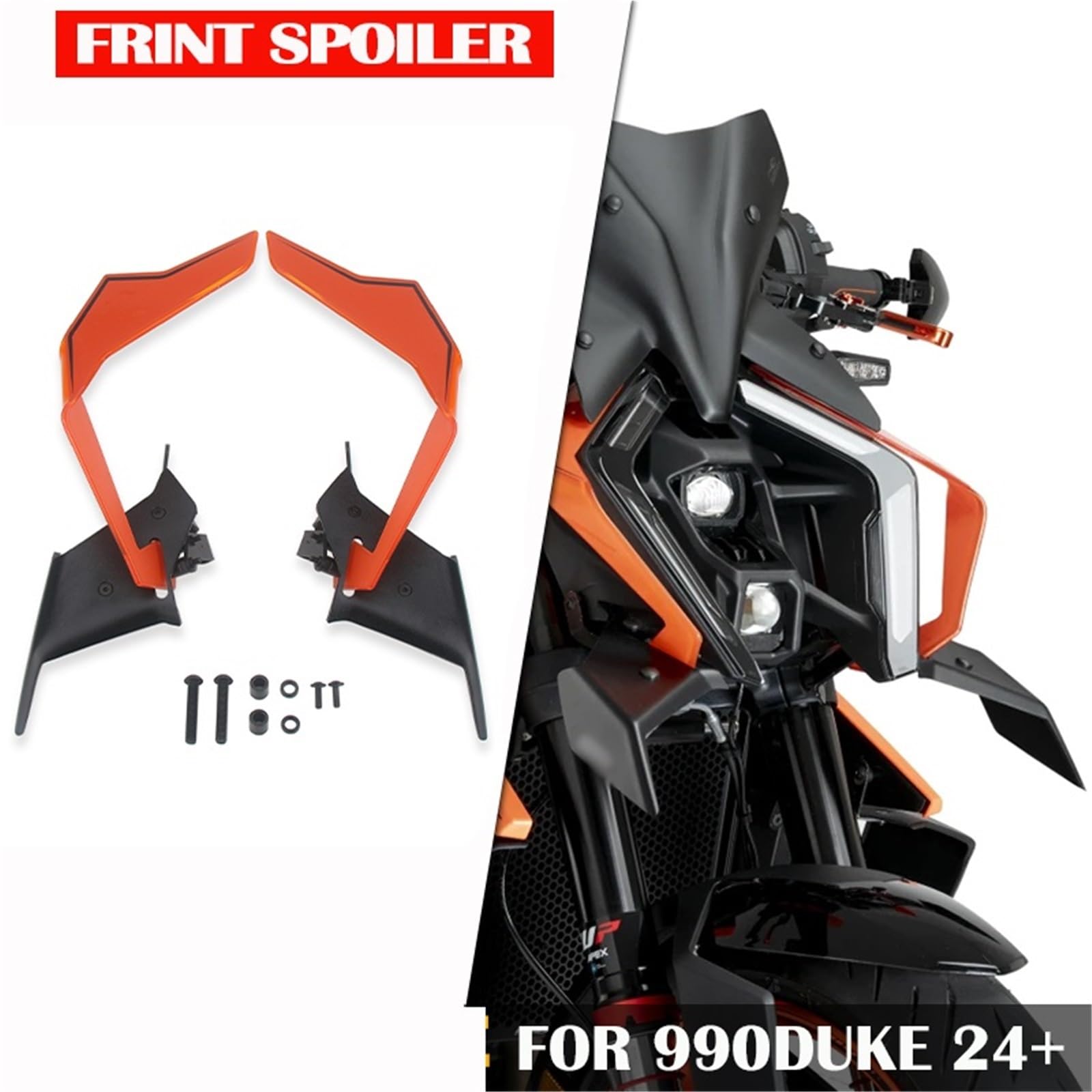 Front Bumper Splitter dachowy Pasuje do 990DUKE 2024 2025 990 DUKE Naked Front Spoiler Winglet Aerodynamiczny zestaw skrzydeł