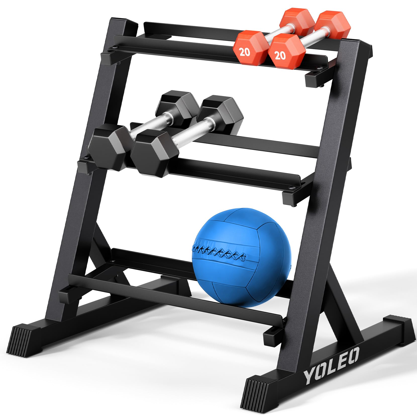 YOLEO 3-Tier Adjustable Dumbbell Rack Weight Storage Stand