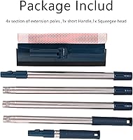 Vista 7 de Escobilla de ventana profesional, limpiador de ventanas 2 en 1 con mango de acero inoxidable de 56 pulgadas de largo, kit de lavado de ventanas