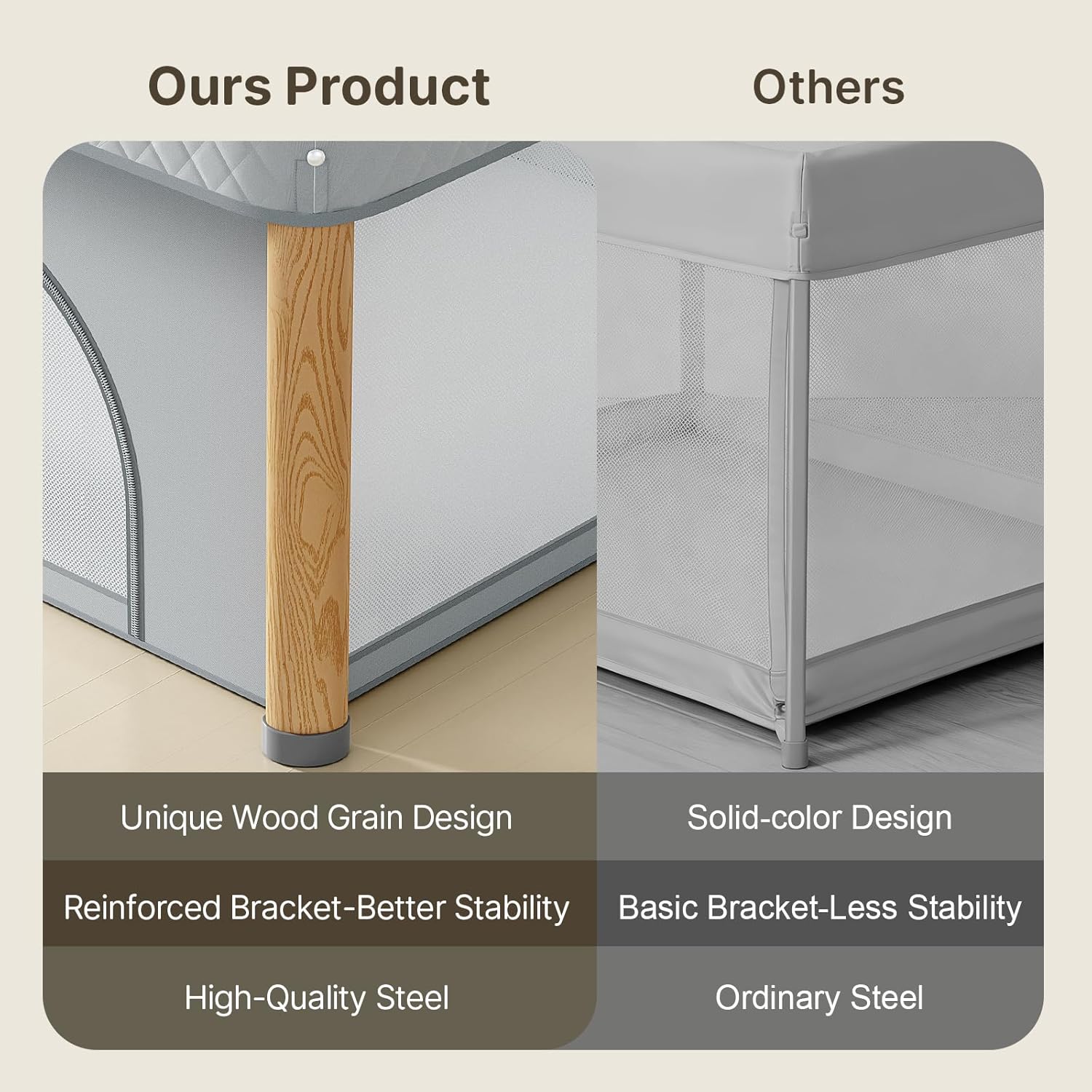 Foldable Baby Playpen, 59x59 Foldable Play Pen for Babies and Toddlers, Portable Playpen Indoor Outdoor, Kids Safety Area Travel Play Yard with Storage Bag Grey