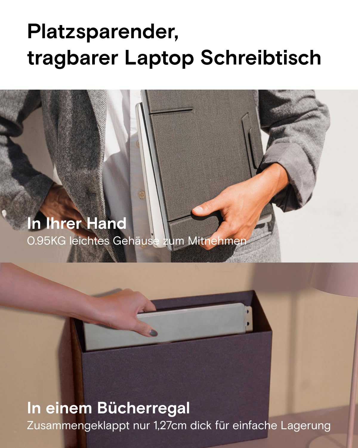 MOFT Z unsichtbarer dünner Ständer und tragbarer Schreibtisch, verstellbare Sitz-/Stehwinkel, kompatibel mit den meisten Laptops (Schwarz)