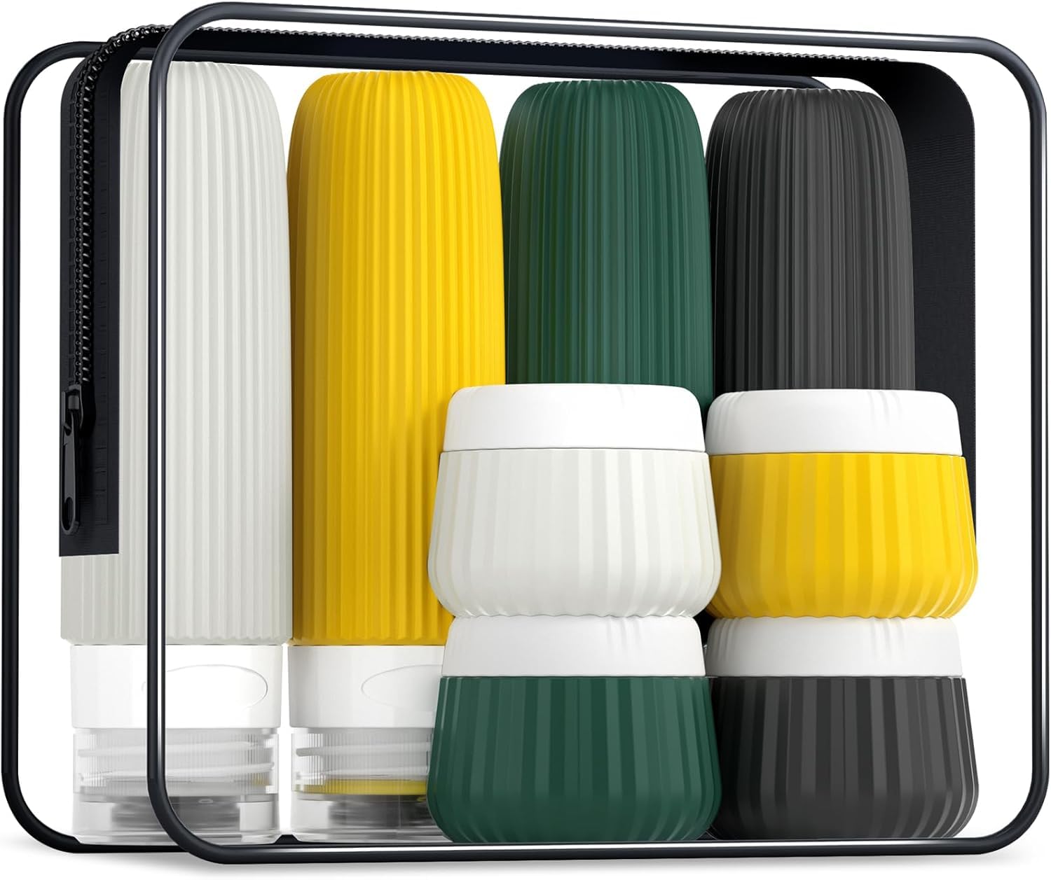 8 botellas de viaje para rellenar, juego de viaje de silicona, botellas de viaje para rellenar, 30/90 ml, recipiente de viaje para artículos de tocador-I