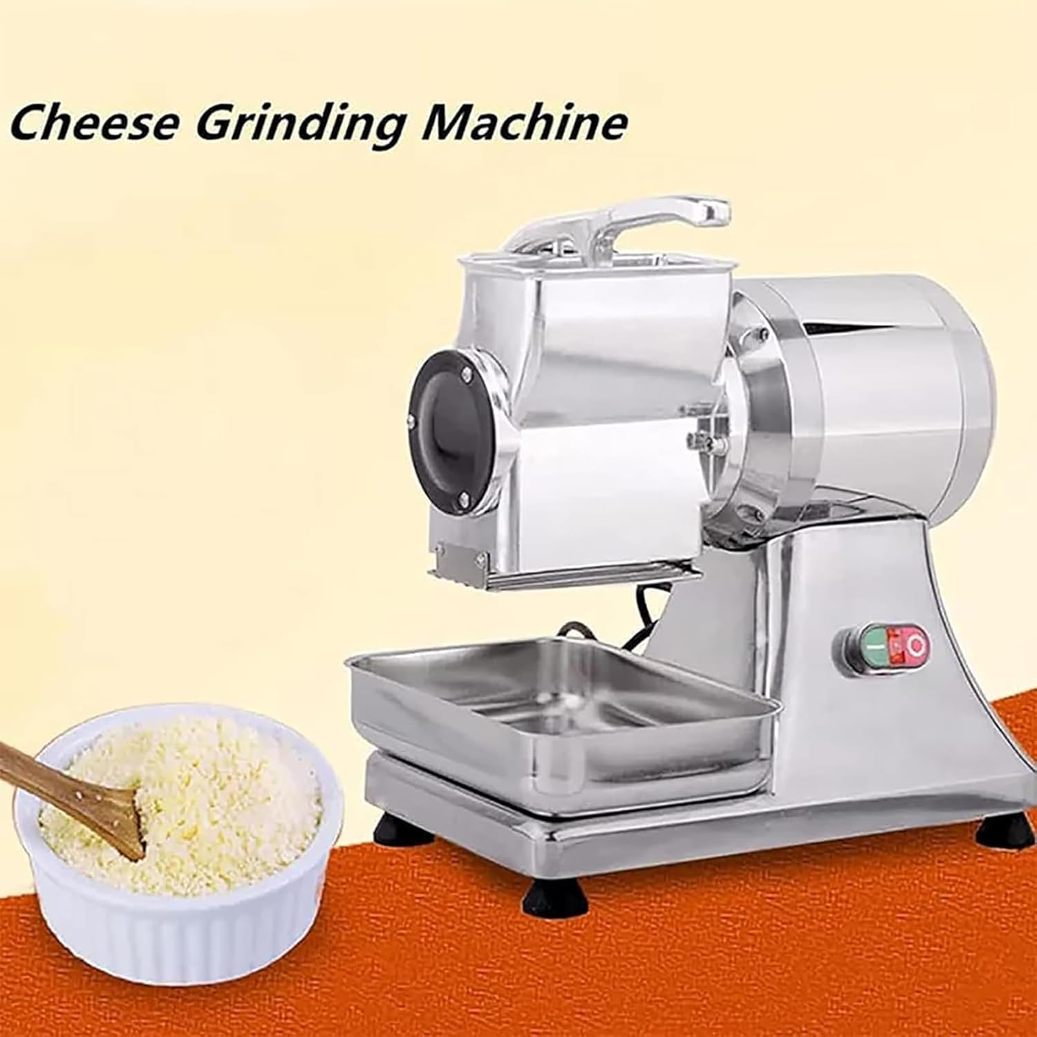 Rotary Cheese Grater, Electric Food Shredder with Stainless Steel Tray, Commercial Bread Crumb Crusher for Cheese, Butter, Bread Bran Crumbs