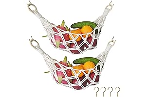 Macrame Hanging Fruit Hammock Under Kitchen Cabinet for Storage