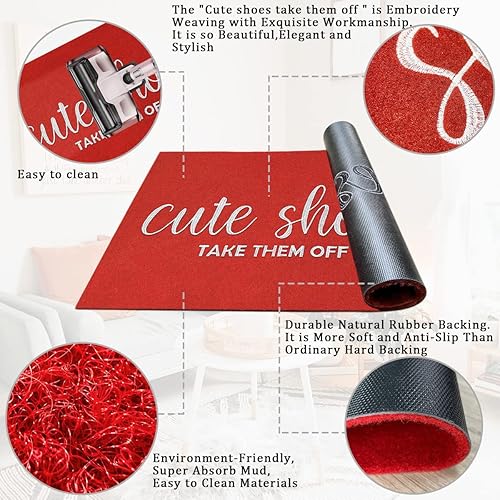 Miniatura 4 de Tapetes de bienvenida al aire libre para puerta delantera y exterior, para entrada del hogar, lindos zapatos para llevar, felpudos de entrada,