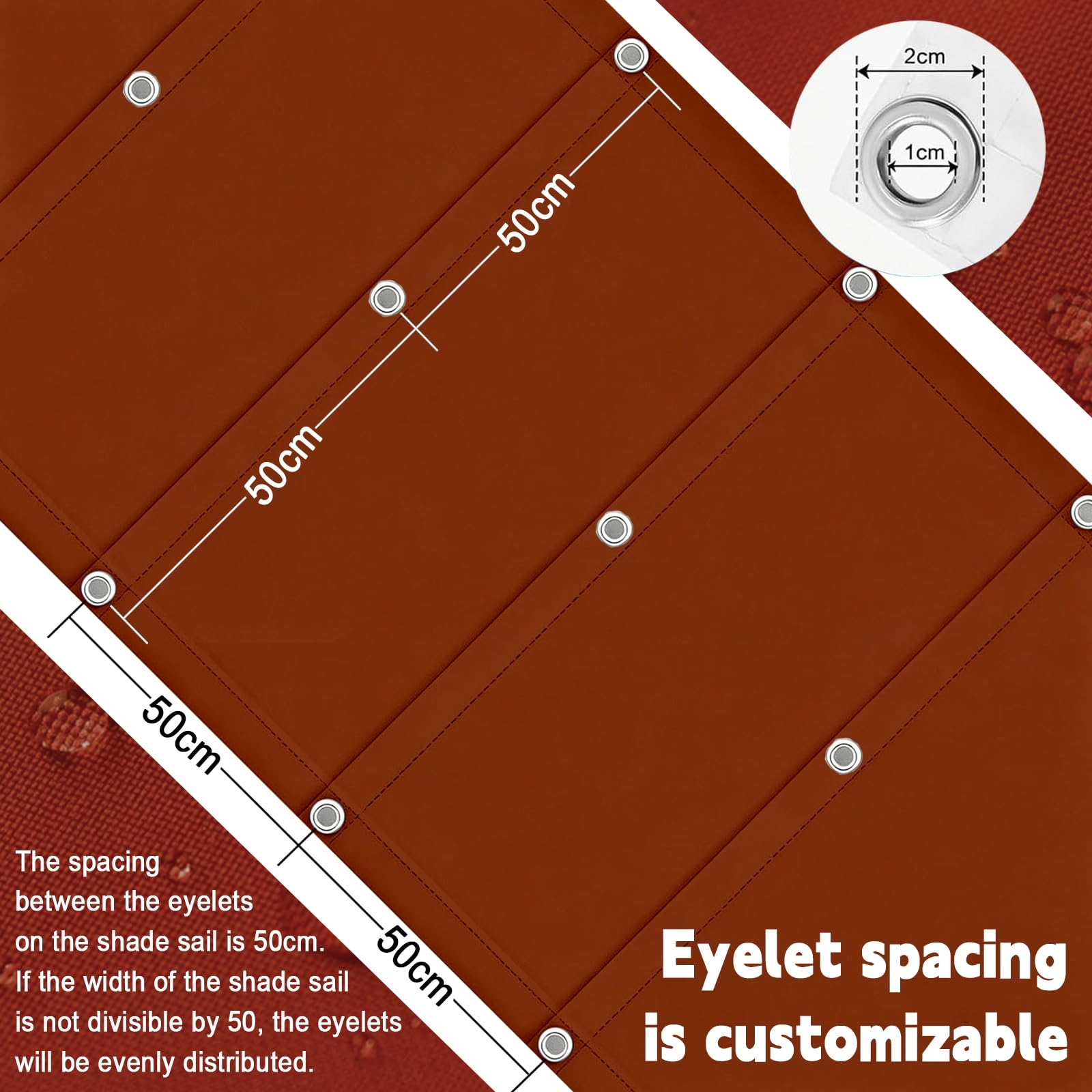 Toldo Retráctil de Onda 100 x 1500 cm con Ojales y Cuerda, Vela Sombra Impermeable y Rectangular con Bloqueo UV y Resistencia a Desgarros para Terraza Jardín Balcón Pérgola, Rojo óXido