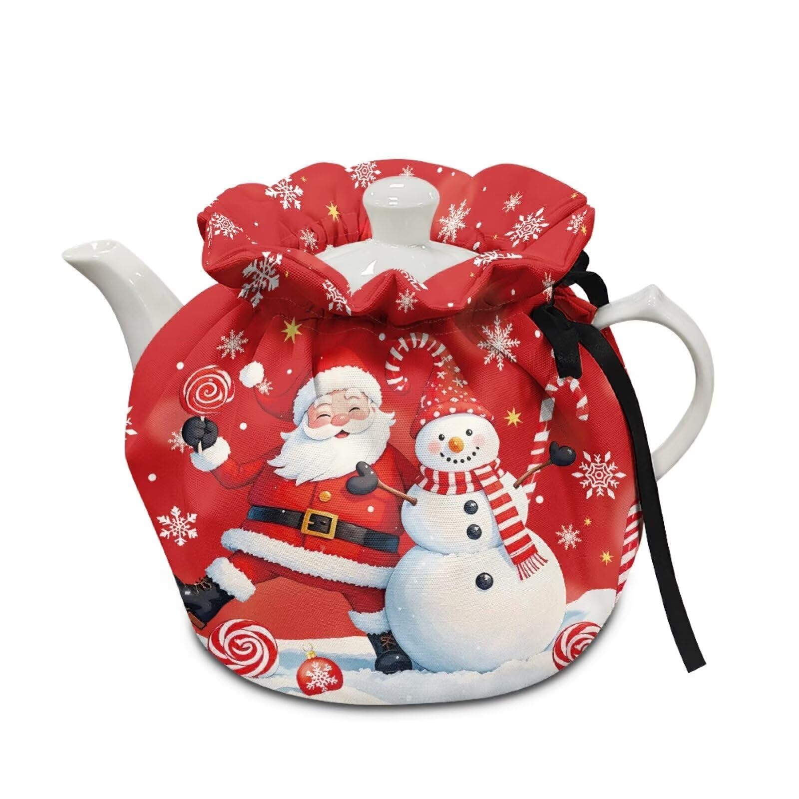 Santa Claus Tea Cozy for Tea Pot Dust Cover with Insulation Pad Snowman Fabri Kettle Cloth Cover Tea Cosy for Kitchen Table Top Decorations for Party Gift for Holiday