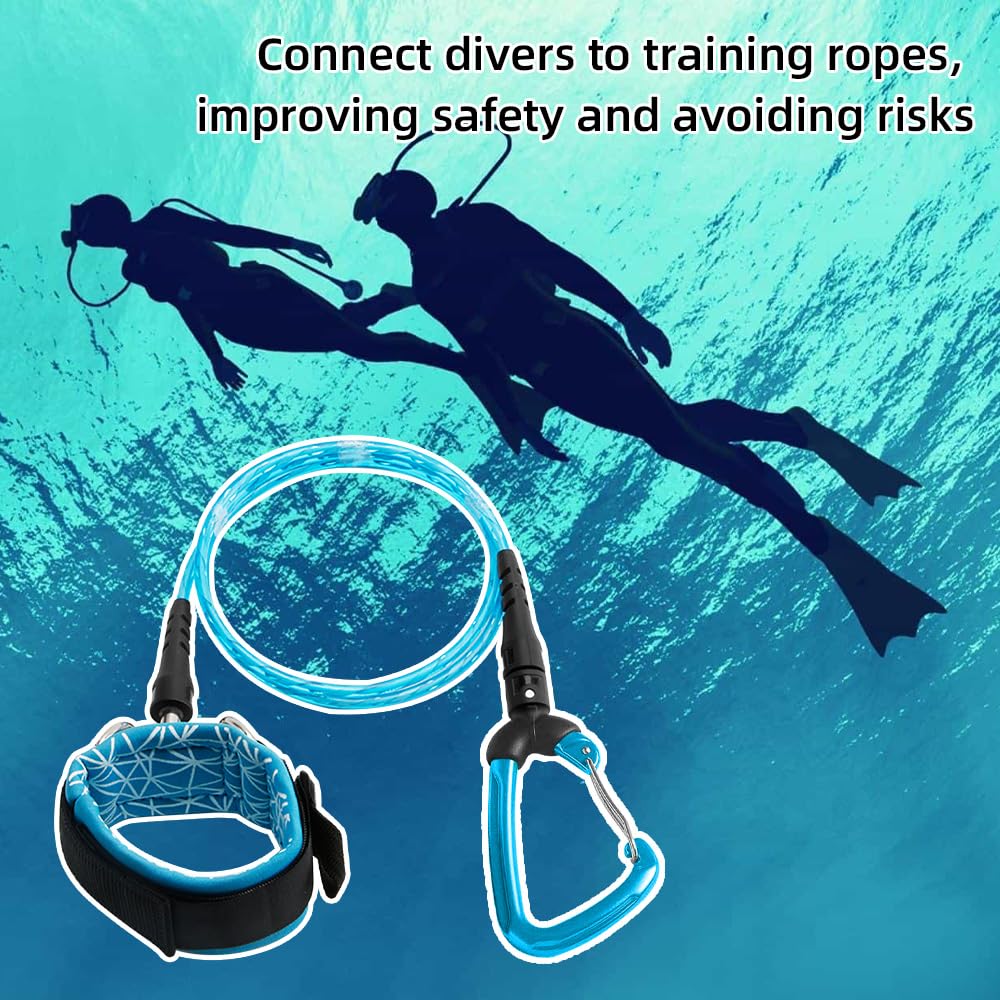 TFixol Leash per apnea Lanyard con polsino e moschettone rapido rilascio corda resistente immersioni subacquee snorkeling attività