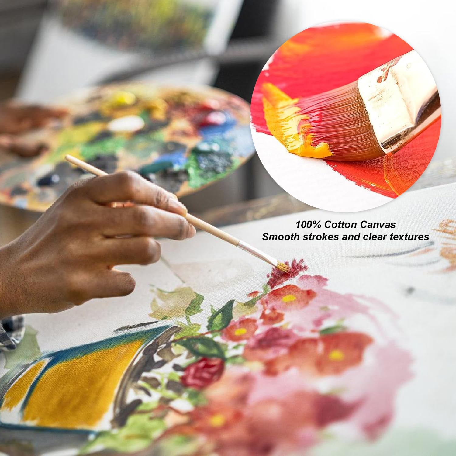 Set de 20 Lienzos para Pintar: HOMURY 100% Algodón Lienzo Para Pintar, Paneles de Lienzos de Arte Preestirado Blanco Para Acrílico, óleo y Medios Húmedos para Principiantes y Profesionales