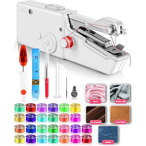 Handheld Sewing Machine, Mini Sewing Machine with Accessories Kit, Portable Sewing Machine for Beginners, for Home, Travel and DIY, Tool Kit for Clothing Repair and Sewing Crafts