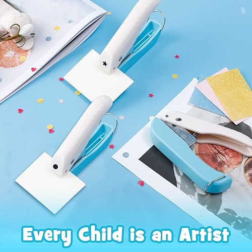 Miniatura 7 de UCEC 3 piezas de perforador de papel, perforador de un solo agujero para manualidades, perforador de mano pequeño de mano de 14 pulgadas, perforador