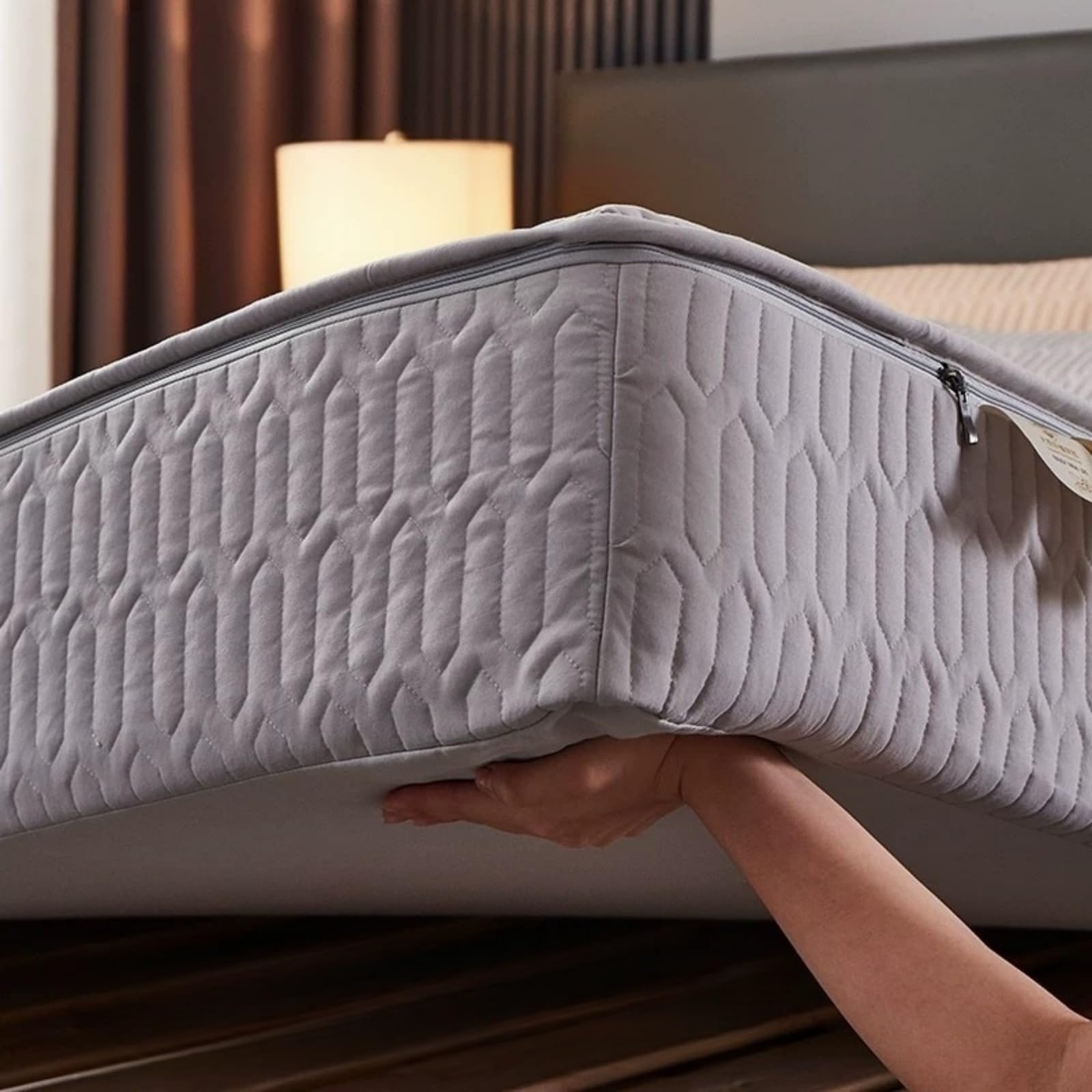 Morbuy Coprimaterasso Singolo Matrimoniale Impermeabile, Coprimaterasso Una Piazza e Mezza Antiacaro con Cerniera Morbida e Traspirante per Materassi Altezza 25cm (180 * 220cm,Blu)