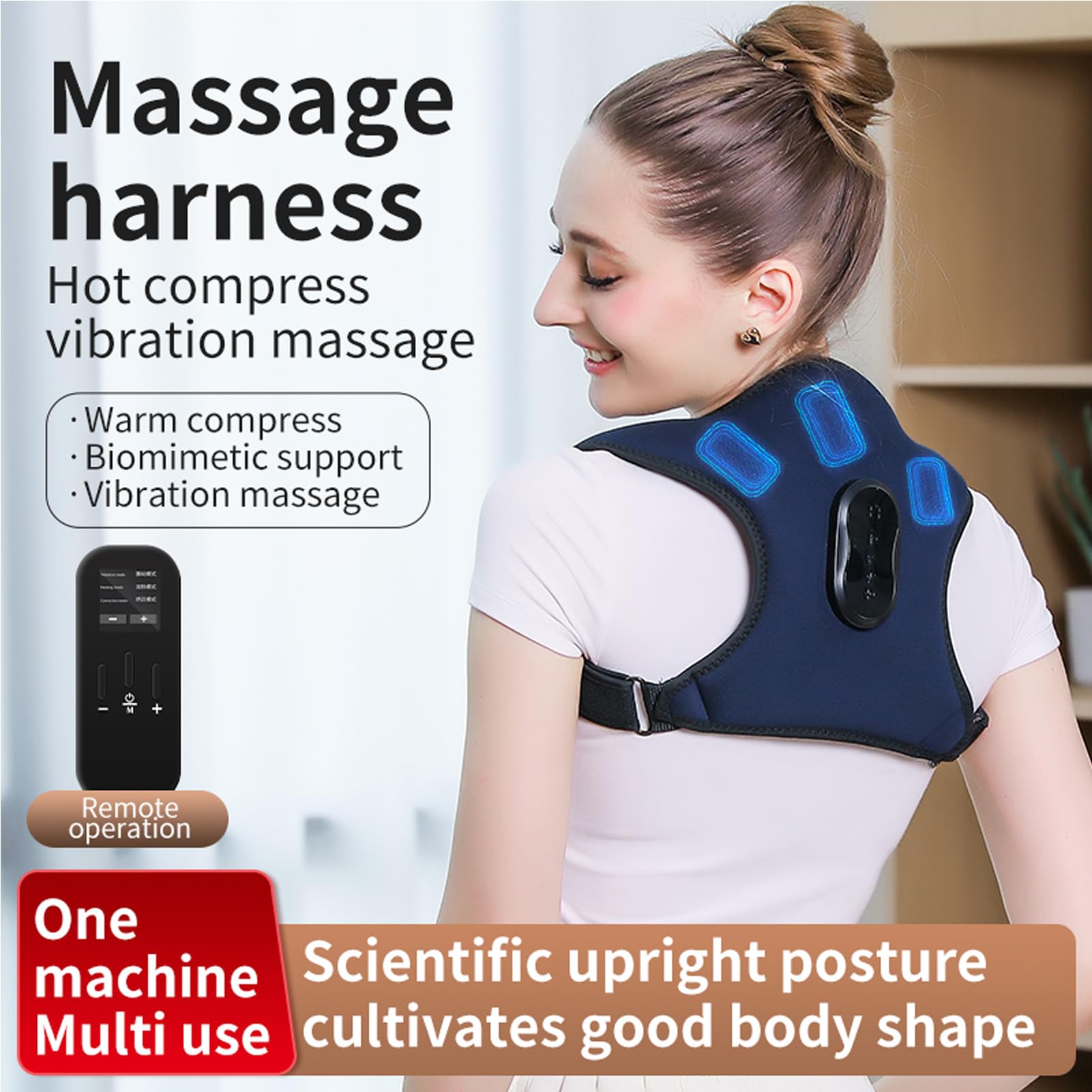 Correttore Posturale Intelligente Trainer per La Schiena Ricaricabile | 4 Modalità, Vibrazione e Calore Massaggio, Correzione Automatica, Ricaricabile, Induzione, Supporto per Schiena E Spalle