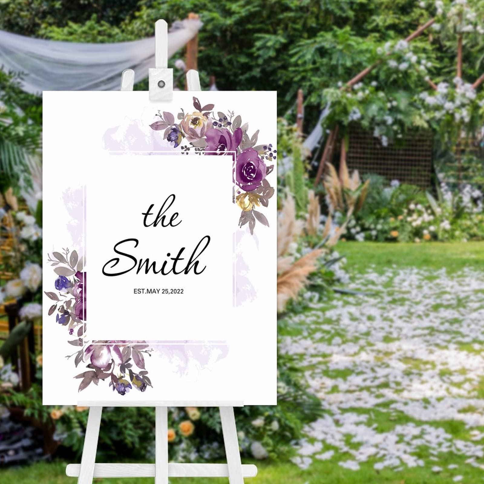 Panneau bois mariage personnalisé haut de gamme avec gravure de roses