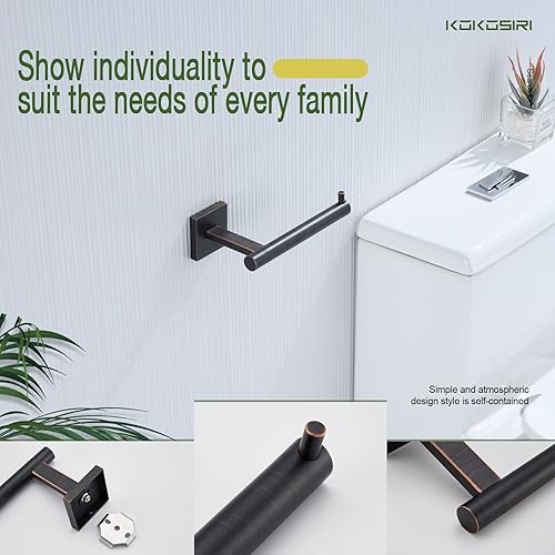 Miniatura 6 de KOKOSIRI Portarrollos de papel higiénico de bronce aceitado, soporte para rollos mega rollos de cocina y baño, dispensador de papel de seda de acero